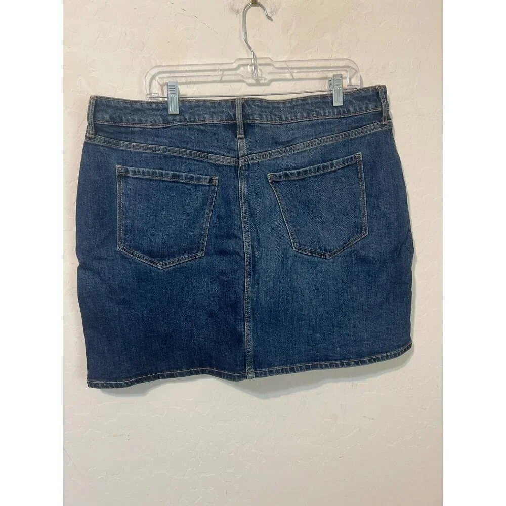 Old Navy High Rise Secret Slim Pockets Sz 16 Button Down Jean Mini Skirt Medium - Picture 4 of 6